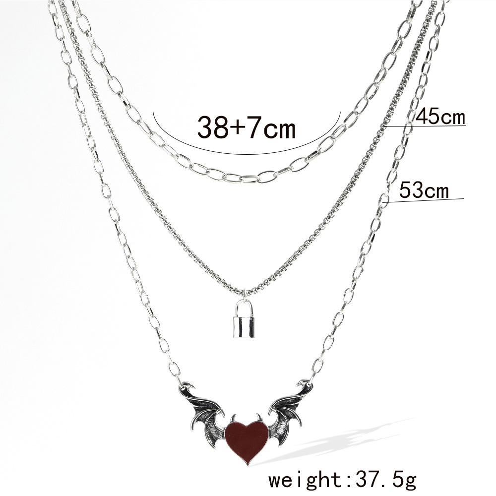 Vintage Style Cross Heart Shape Alloy Layered Enamel Plating Womenu0027S Layered Necklaces 1 Piece