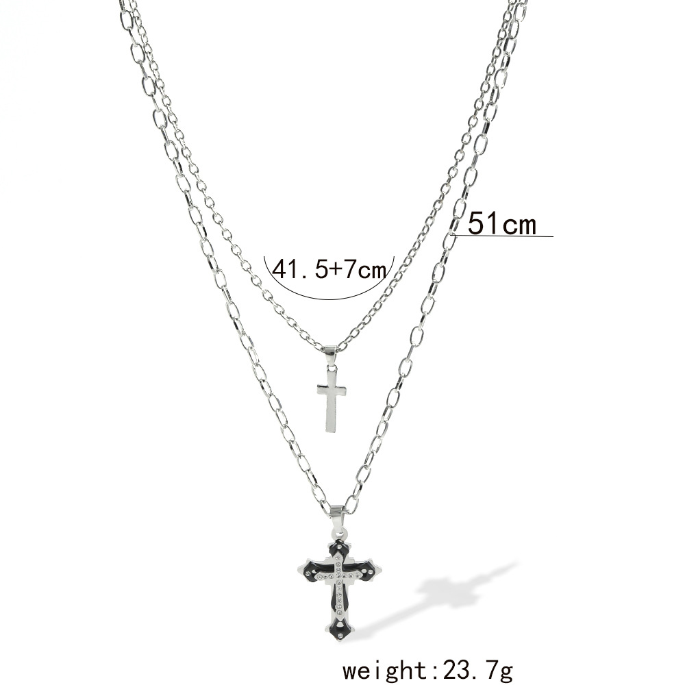 Vintage Style Cross Heart Shape Alloy Layered Enamel Plating Womenu0027S Layered Necklaces 1 Piece