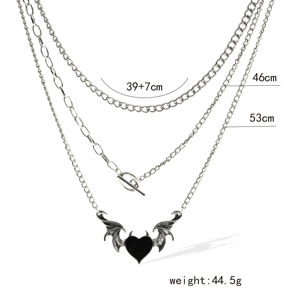 Vintage Style Cross Heart Shape Alloy Layered Enamel Plating Womenu0027S Layered Necklaces 1 Piece