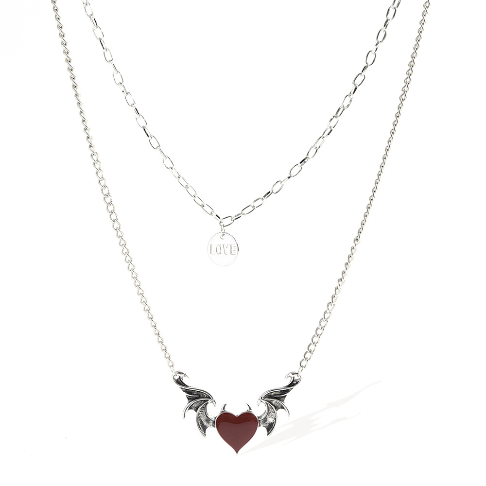 Vintage Style Cross Heart Shape Alloy Layered Enamel Plating Womenu0027S Layered Necklaces 1 Piece