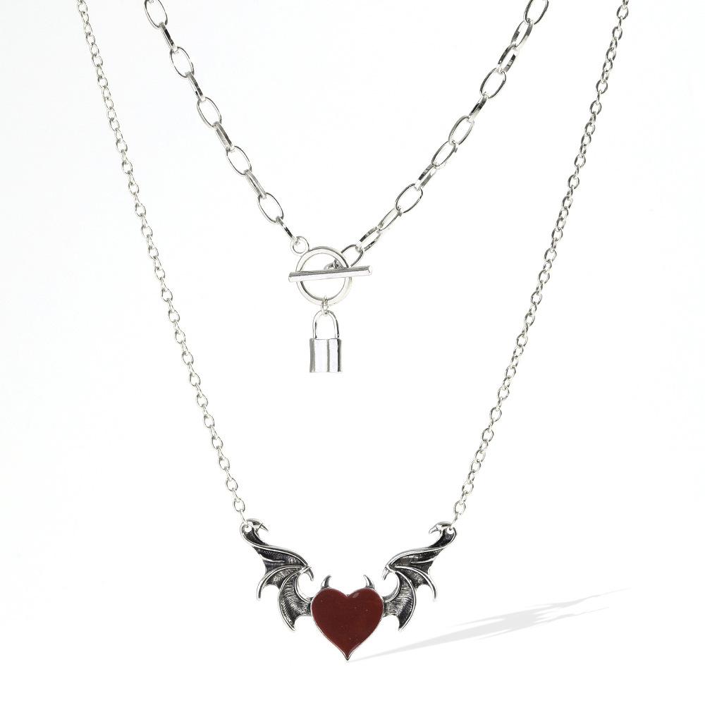 Vintage Style Cross Heart Shape Alloy Layered Enamel Plating Womenu0027S Layered Necklaces 1 Piece