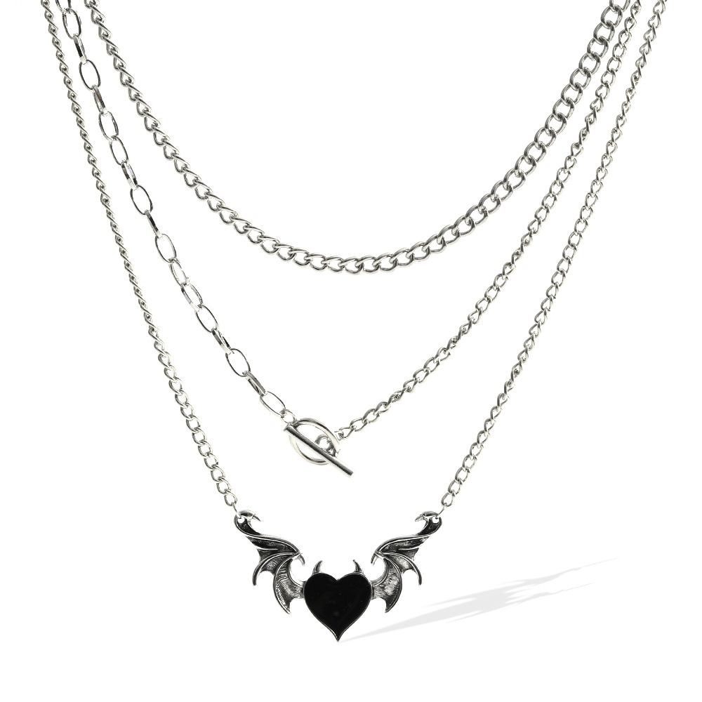 Vintage Style Cross Heart Shape Alloy Layered Enamel Plating Womenu0027S Layered Necklaces 1 Piece