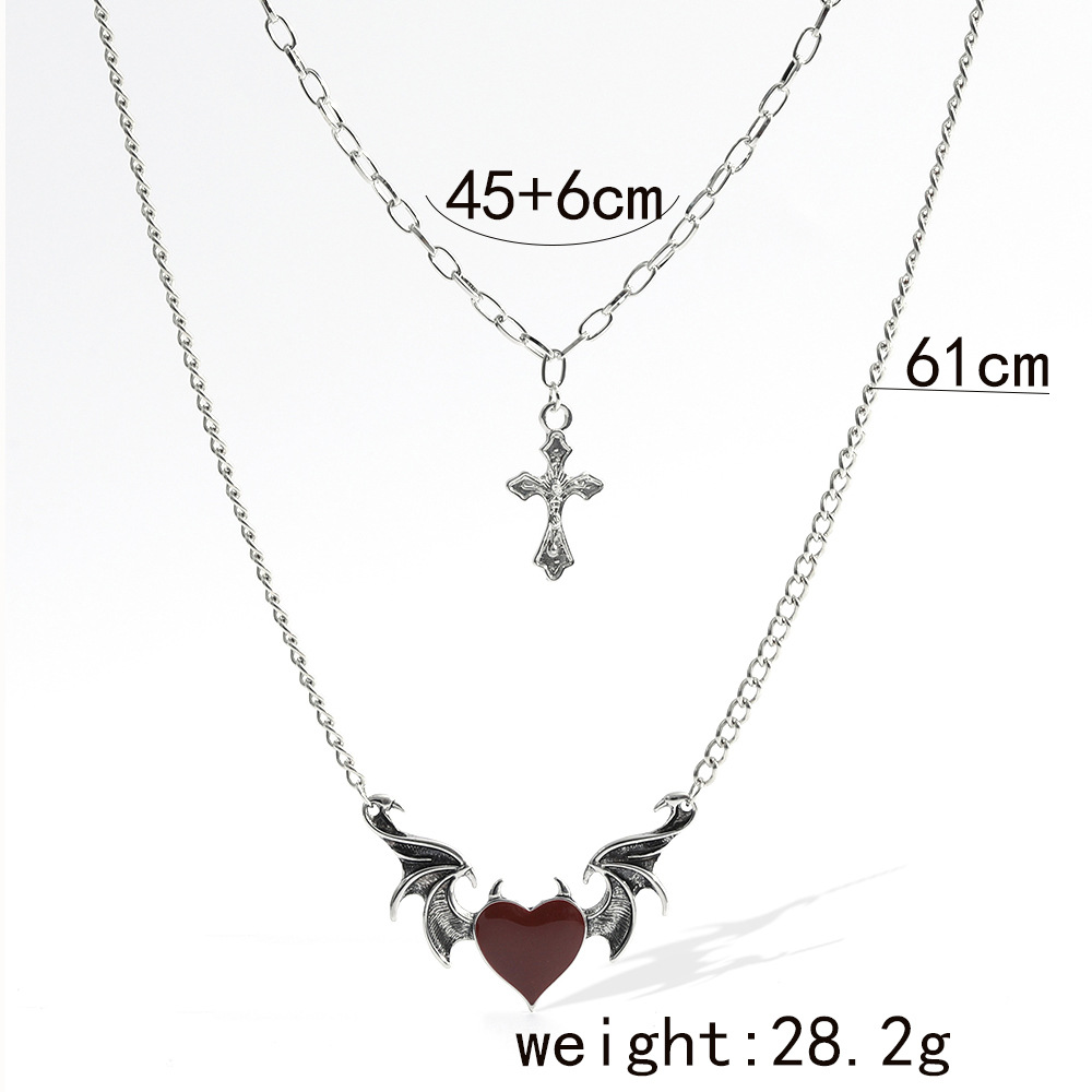 Vintage Style Cross Heart Shape Alloy Layered Enamel Plating Womenu0027S Layered Necklaces 1 Piece