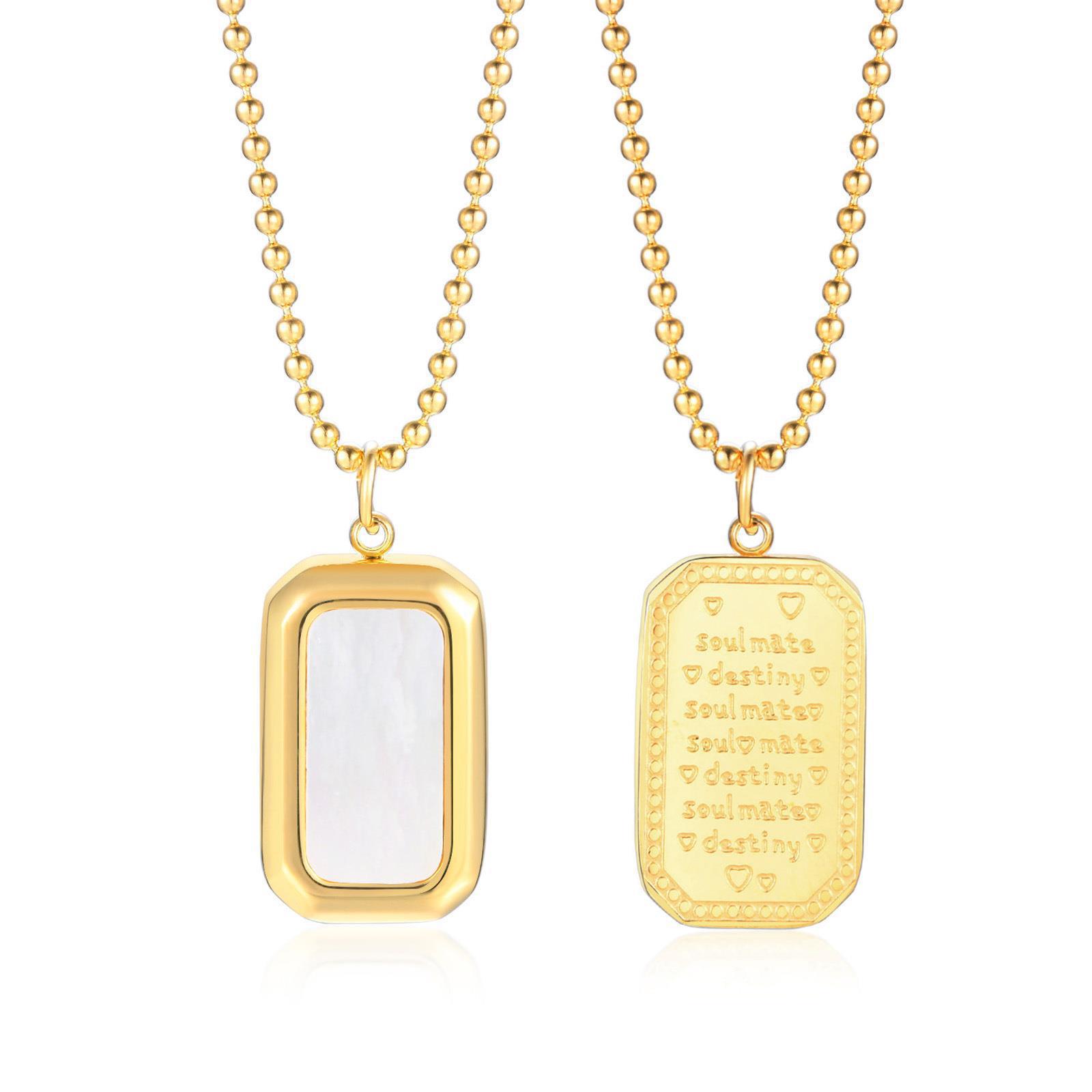 Fashion Letter Titanium Steel Inlay Shell Pendant Necklace 1 Piece