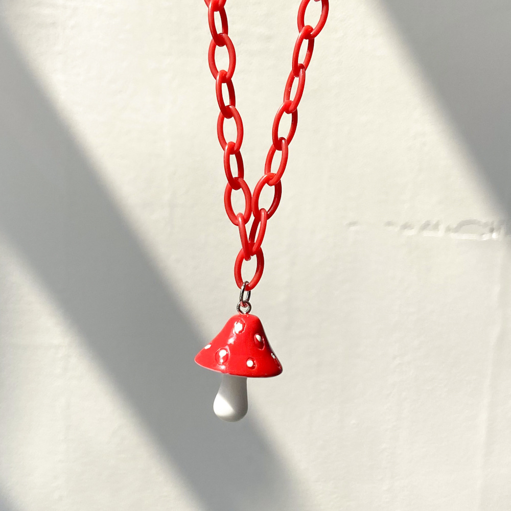 Casual Mushroom Synthetic Resin Enamel Womenu0027S Pendant Necklace 1 Piece