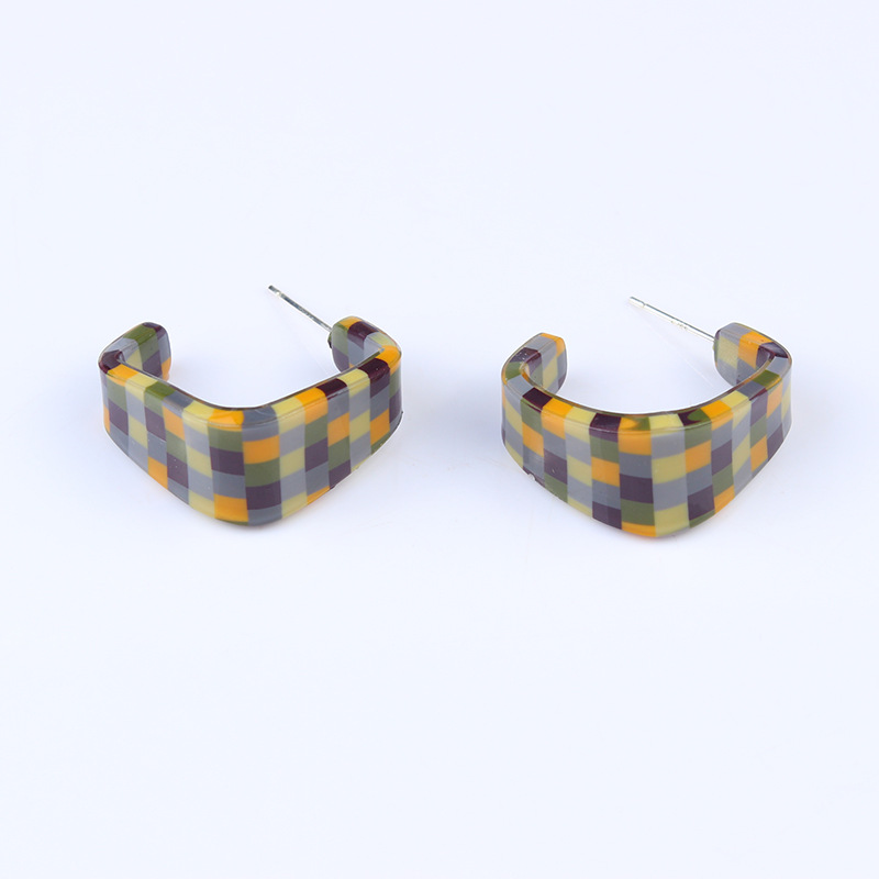 Fashion Plaid Arylic Stoving Varnish Womenu0027S Ear Studs 1 Pair