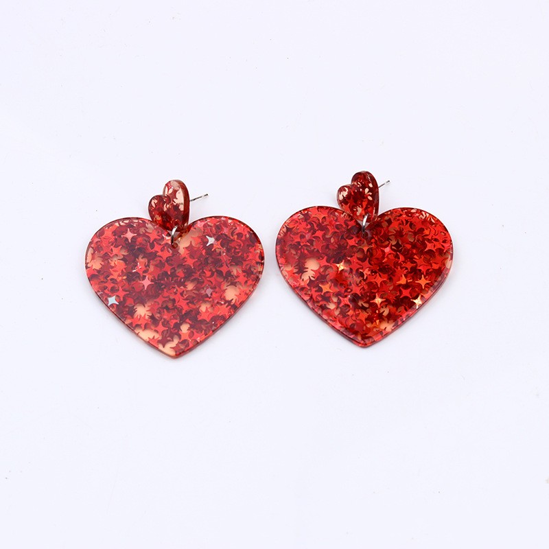 Simple Style Star Heart Shape Arylic Stoving Varnish Womenu0027S Earrings 1 Pair