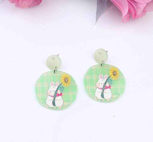 Fashion Rabbit Arylic Printing Womenu0027S Drop Earrings 1 Pair