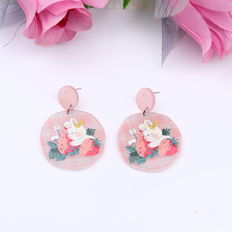 Fashion Rabbit Arylic Printing Womenu0027S Drop Earrings 1 Pair