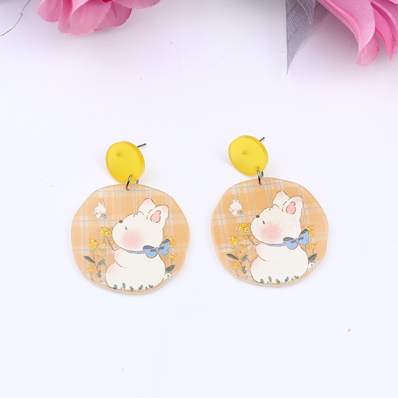 Fashion Rabbit Arylic Printing Womenu0027S Drop Earrings 1 Pair