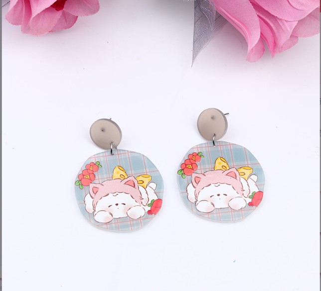 Fashion Rabbit Arylic Printing Womenu0027S Drop Earrings 1 Pair