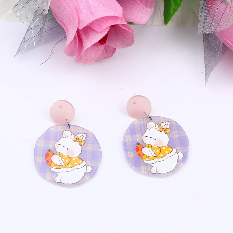 Fashion Rabbit Arylic Printing Womenu0027S Drop Earrings 1 Pair