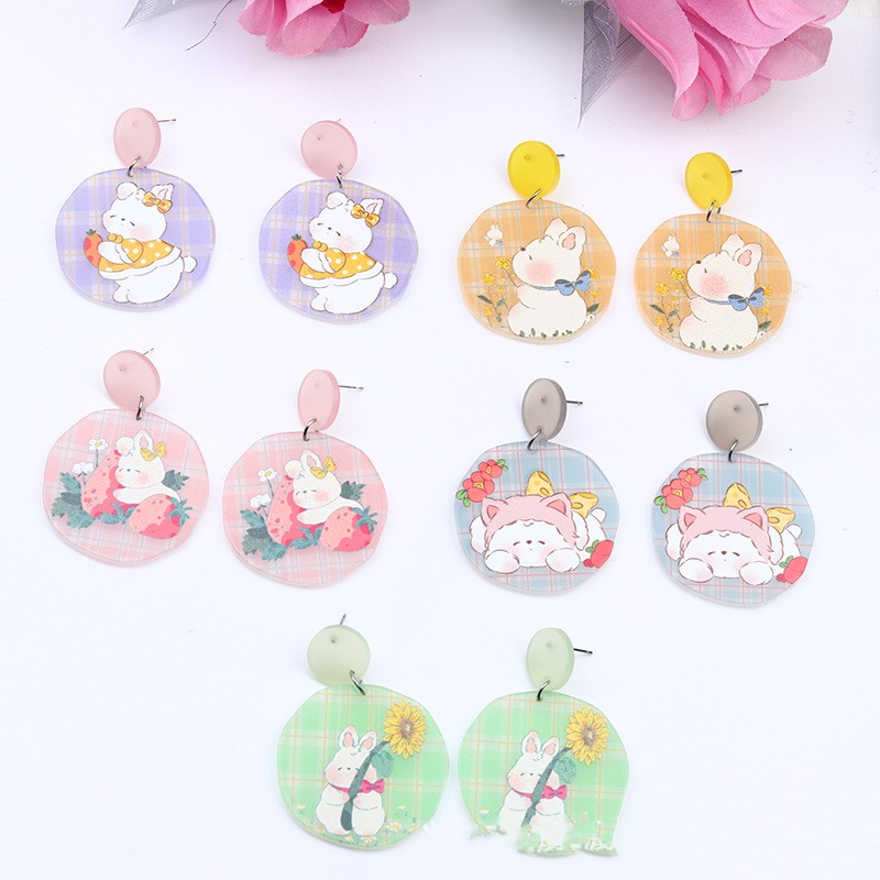 Fashion Rabbit Arylic Printing Womenu0027S Drop Earrings 1 Pair