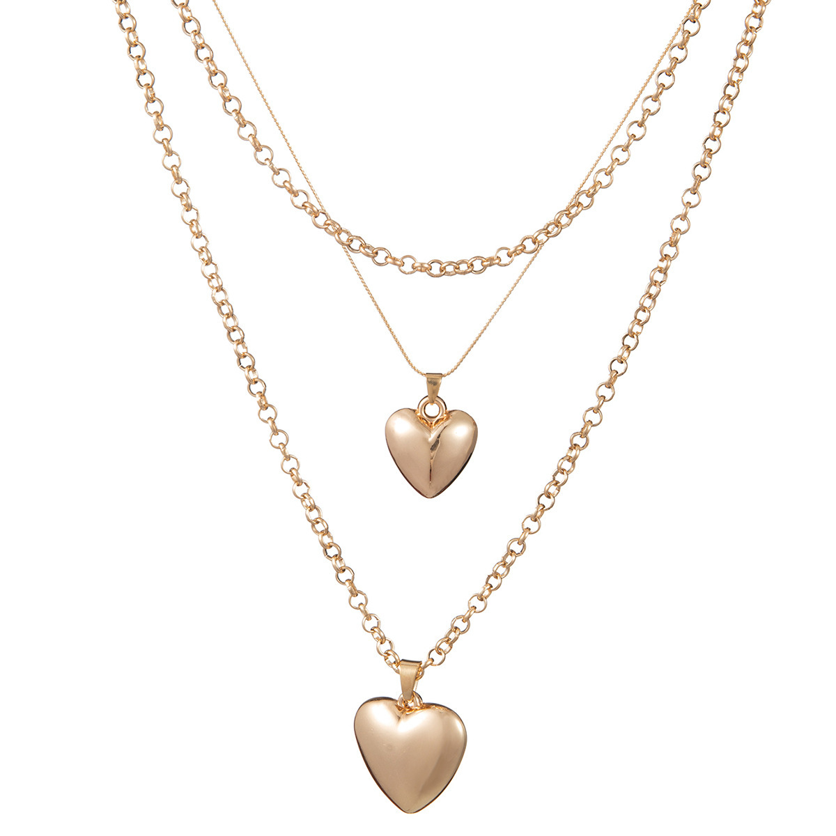 Fashion Heart Shape Alloy Plating Womenu0027S Layered Necklaces 1 Piece