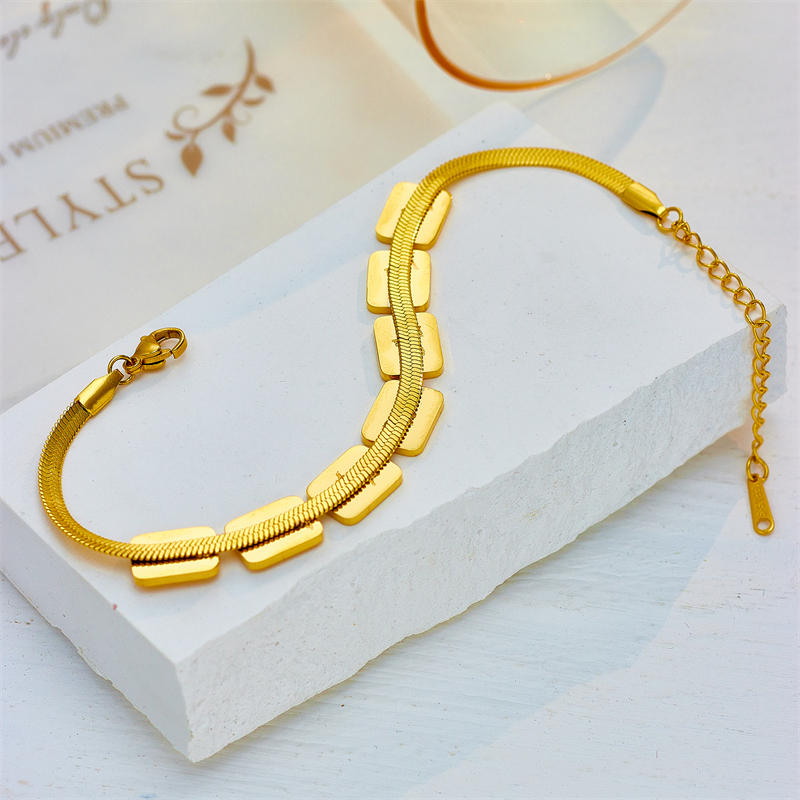 Fashion Square Titanium Steel Plating Bracelets