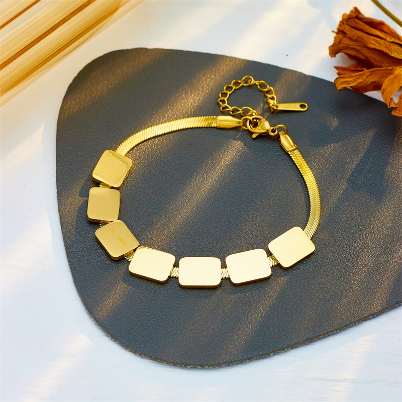 Fashion Square Titanium Steel Plating Bracelets