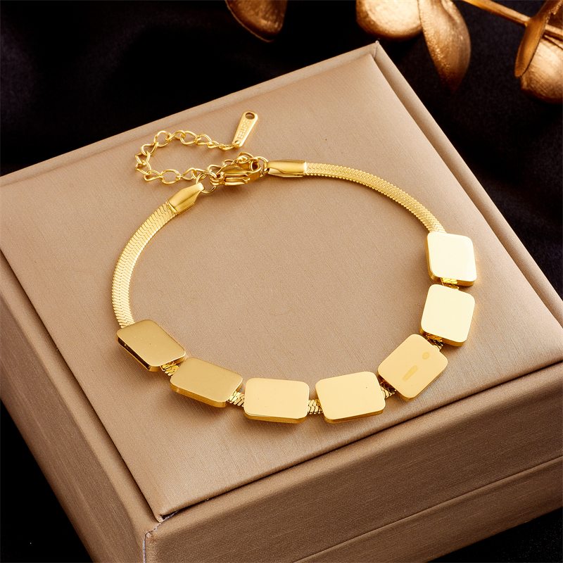 Fashion Square Titanium Steel Plating Bracelets
