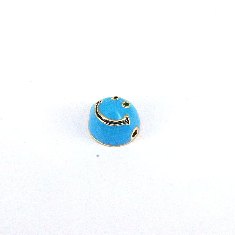 Cute Round Smiley Face Copper Gold Plated Enamel Jewelry Accessories 1 Piece