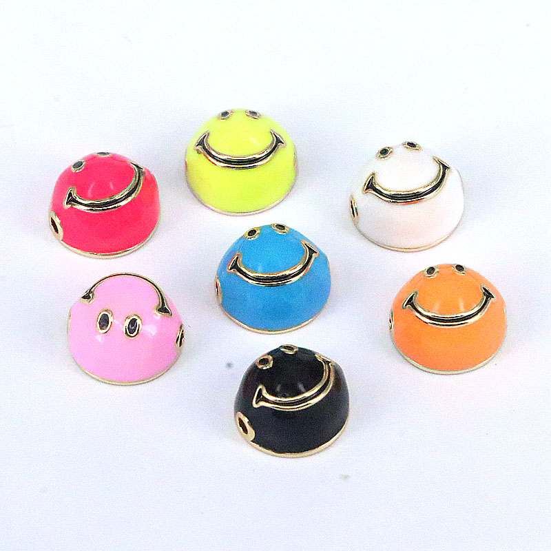 Cute Round Smiley Face Copper Gold Plated Enamel Jewelry Accessories 1 Piece