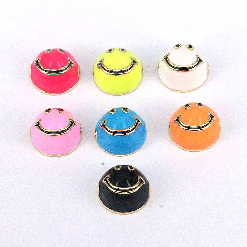 Cute Round Smiley Face Copper Gold Plated Enamel Jewelry Accessories 1 Piece