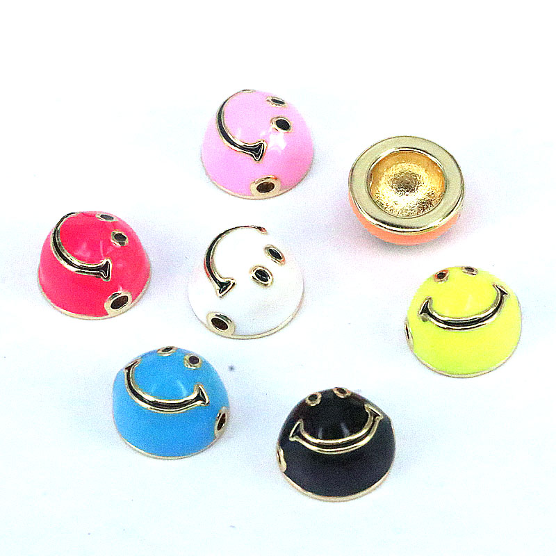 Cute Round Smiley Face Copper Gold Plated Enamel Jewelry Accessories 1 Piece