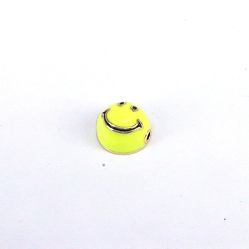 Cute Round Smiley Face Copper Gold Plated Enamel Jewelry Accessories 1 Piece