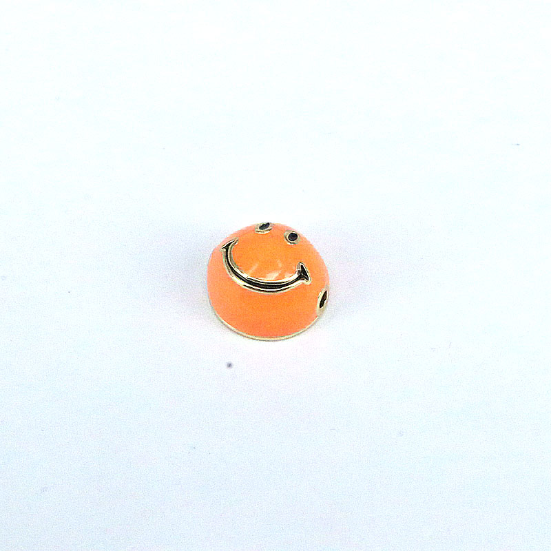 Cute Round Smiley Face Copper Gold Plated Enamel Jewelry Accessories 1 Piece