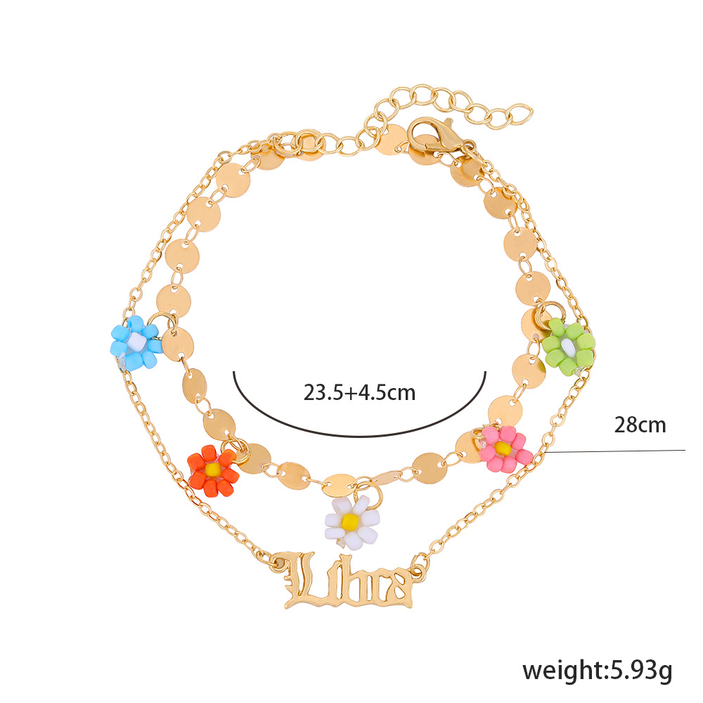 Fashion Letter Constellation Flower Alloy Layered Plating Womenu0027S Anklet 1 Piece