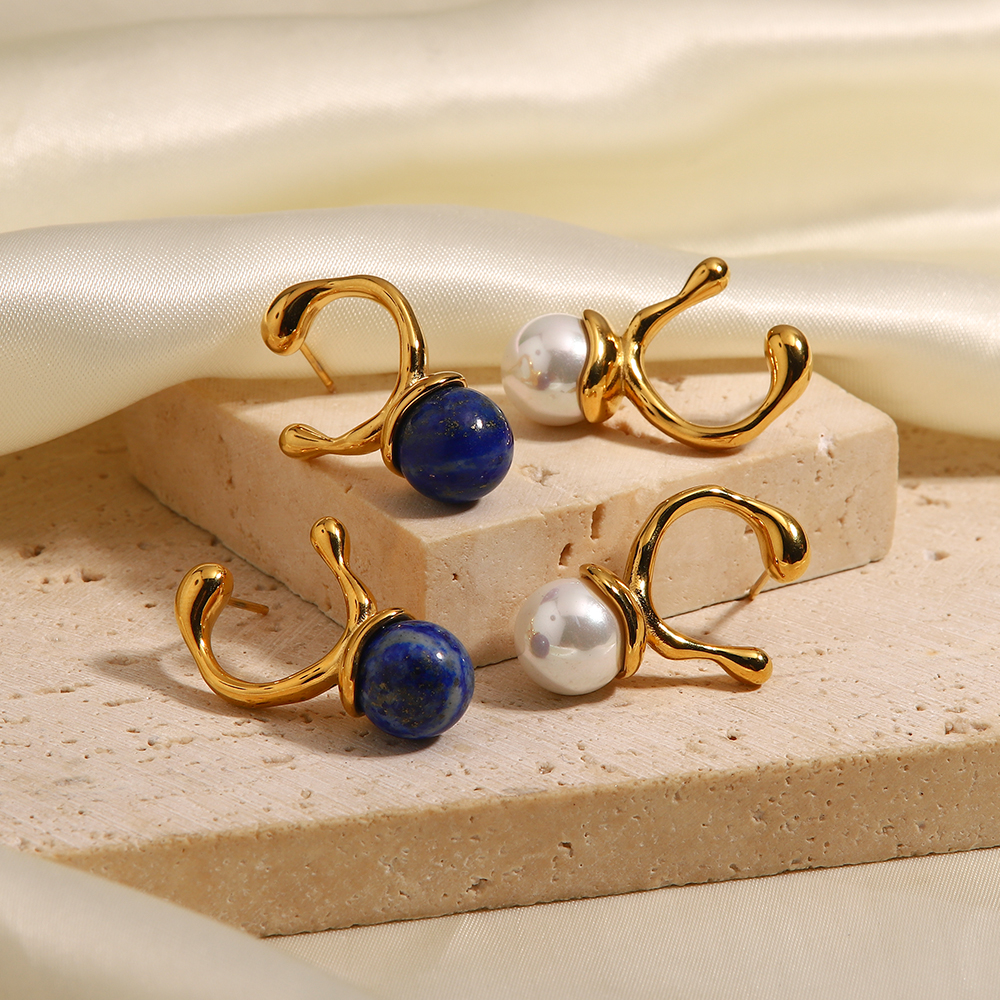 Simple Style Pearl Stainless Steel Plating Pearl Drop Earrings 1 Pair