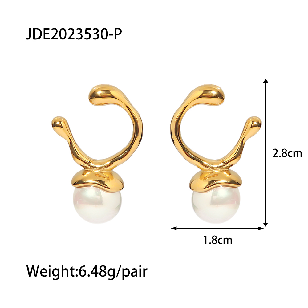 Simple Style Pearl Stainless Steel Plating Pearl Drop Earrings 1 Pair