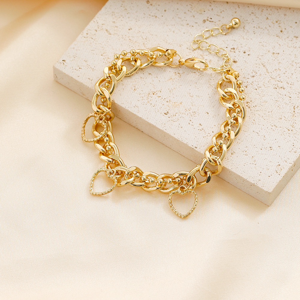 Fashion Heart Shape Alloy Plating Hollow Out Womenu0027S Bracelets 1 Piece