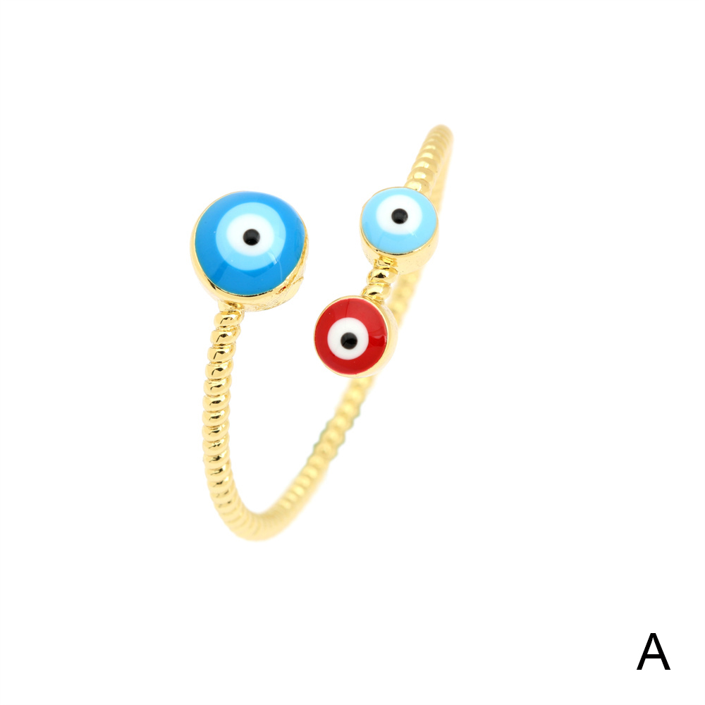 Fashion Devilu0027S Eye Copper Enamel Gold Plated Open Ring 1 Piece