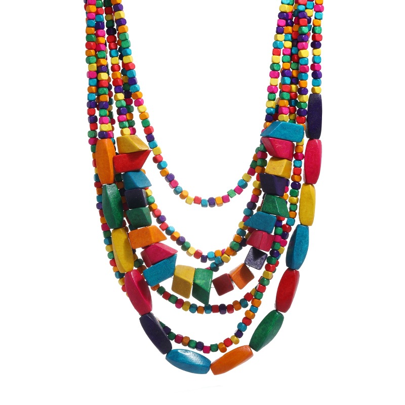 Fashion Square Wood Beaded Womenu0027S Necklace 1 Piece