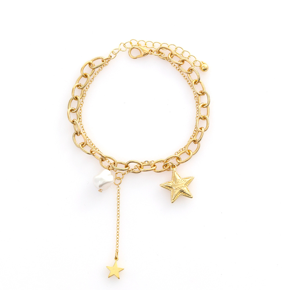 Elegant Pentagram Alloy Plating Artificial Pearls Womenu0027S Bracelets 1 Piece