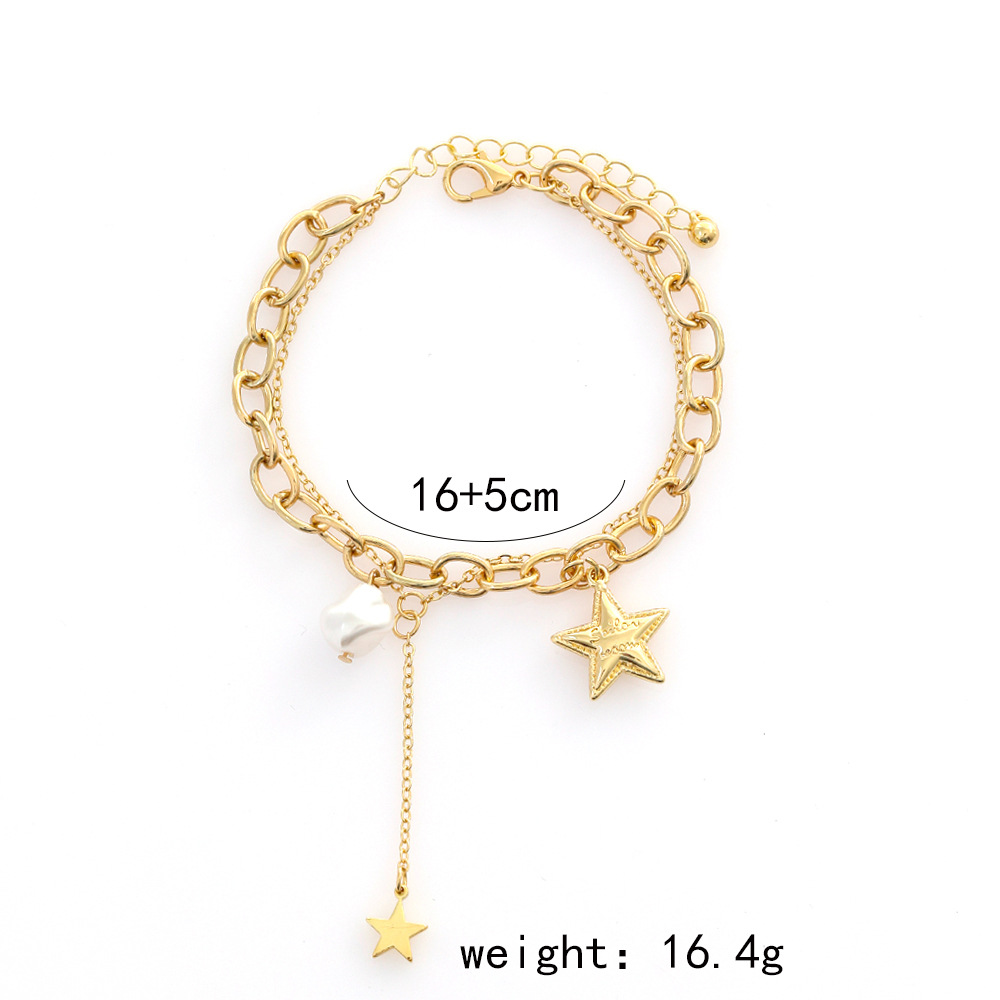 Elegant Pentagram Alloy Plating Artificial Pearls Womenu0027S Bracelets 1 Piece