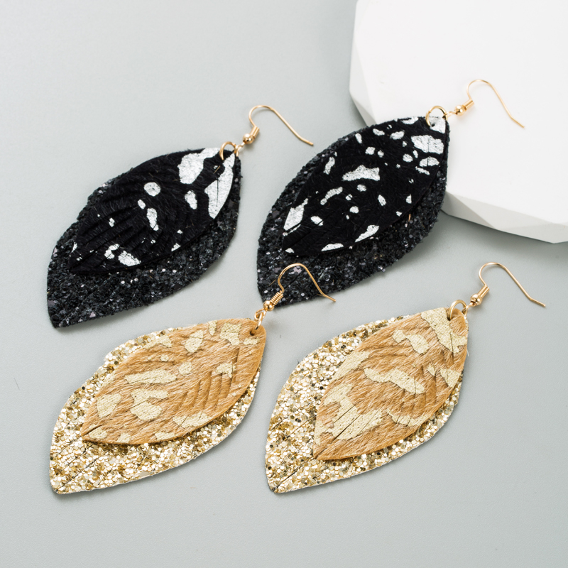 Retro Leaves Pu Leather Womenu0027S Drop Earrings 1 Pair