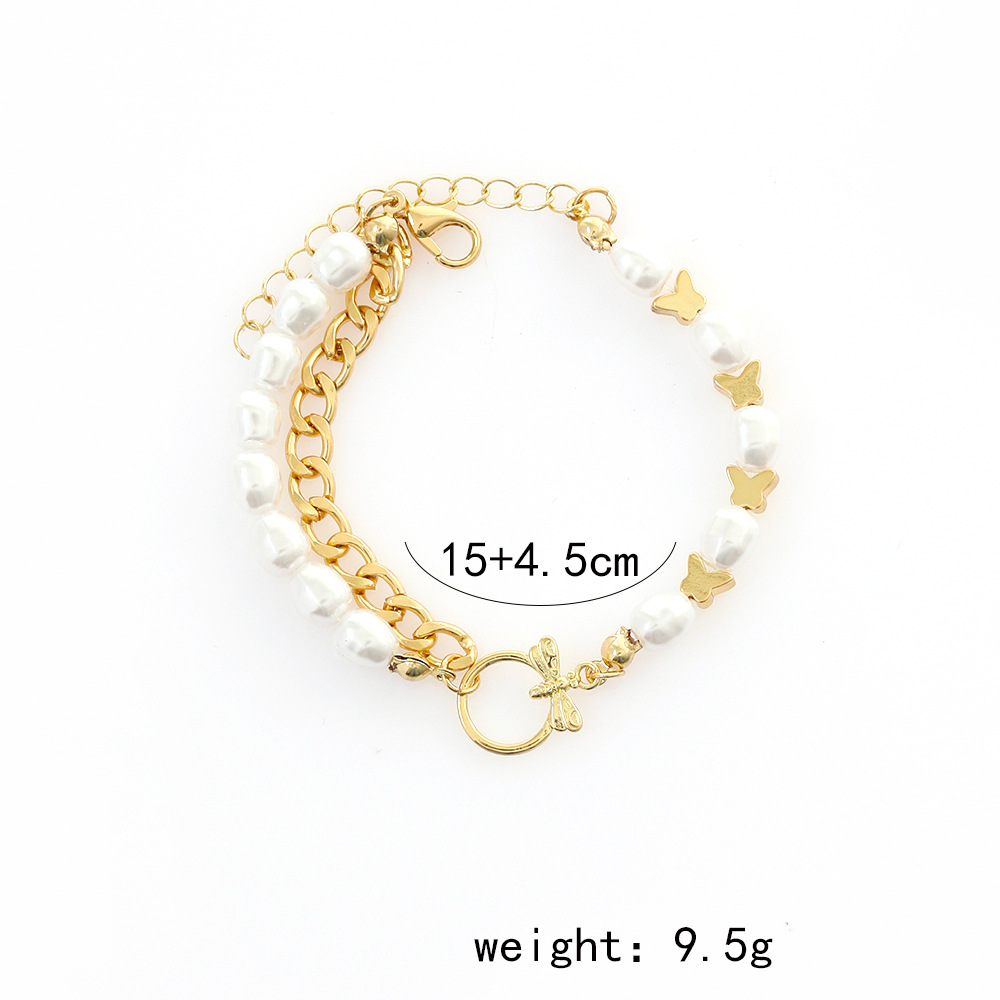 Fashion Dragonfly Butterfly Alloy Pearl Plating Womenu0027S Bracelets 1 Piece