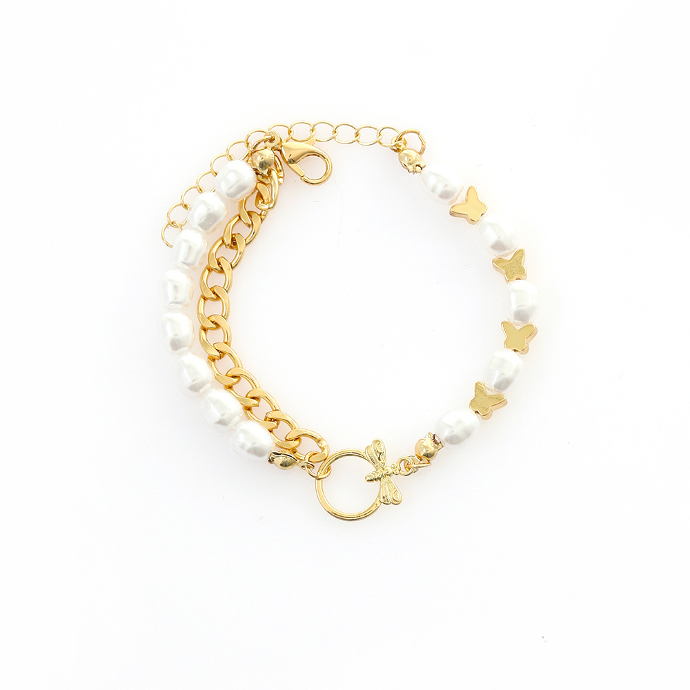 Fashion Dragonfly Butterfly Alloy Pearl Plating Womenu0027S Bracelets 1 Piece