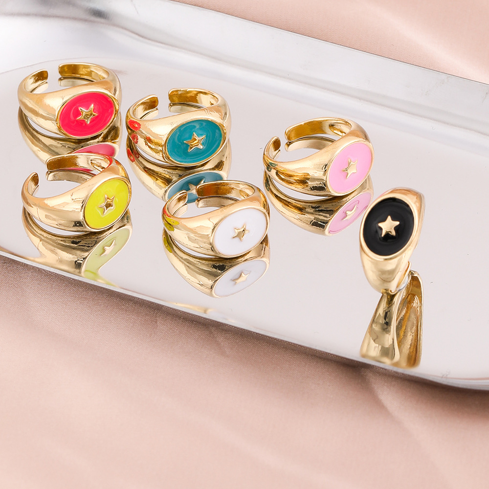 Sweet Star Alloy Enamel Womenu0027S Open Ring 1 Piece