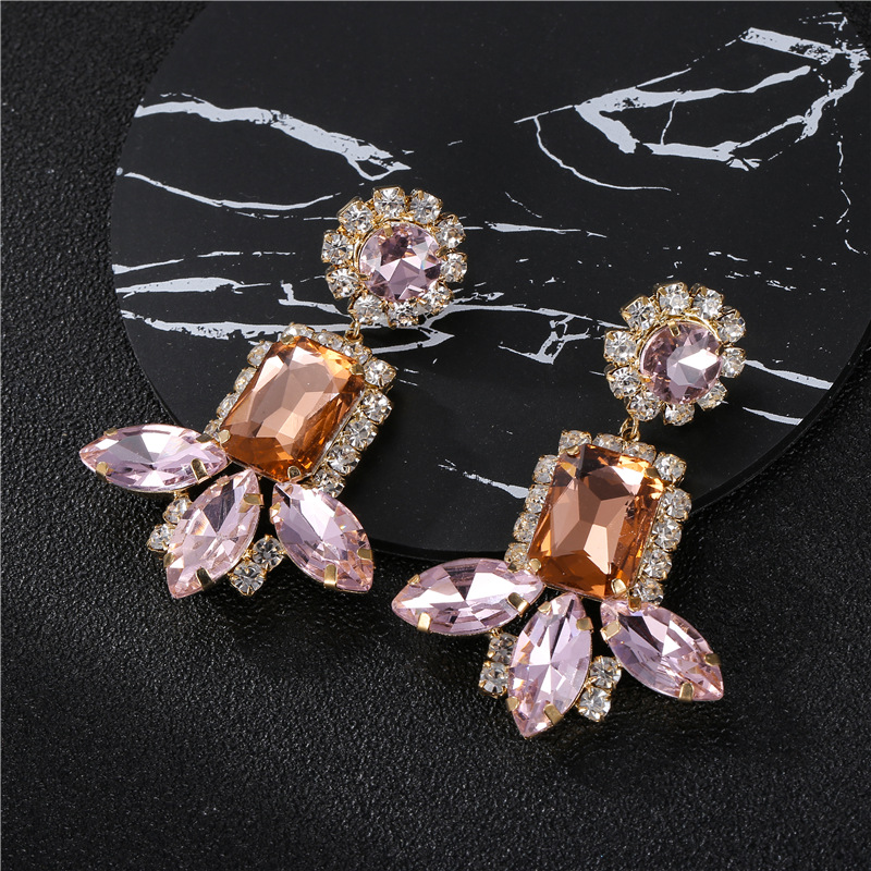 Baroque Style Geometric Alloy Inlay Rhinestones Drop Earrings 1 Pair