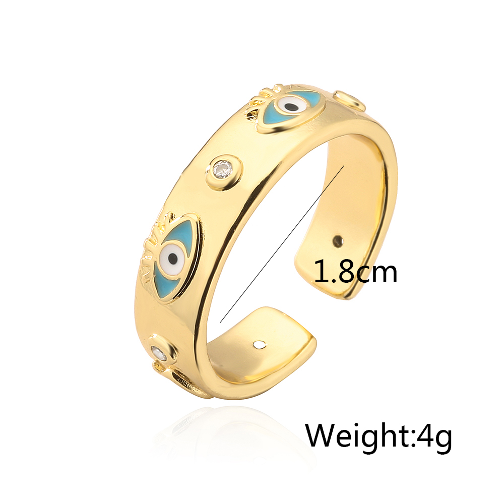 Fashion Eye Copper Enamel Inlay Zircon Open Ring 1 Piece
