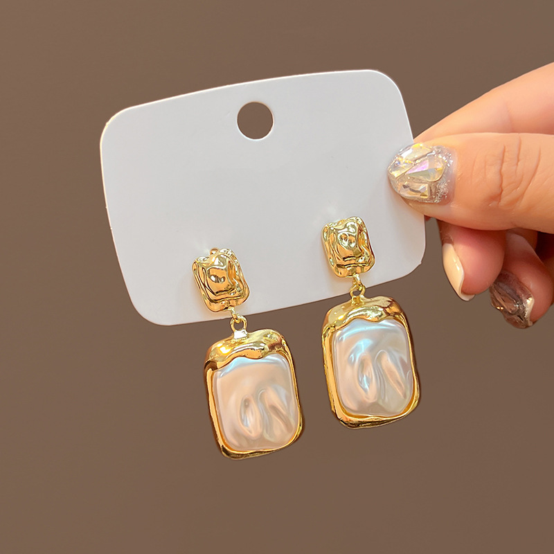 Elegant Square Alloy Plating Artificial Pearls Womenu0027S Drop Earrings 1 Pair