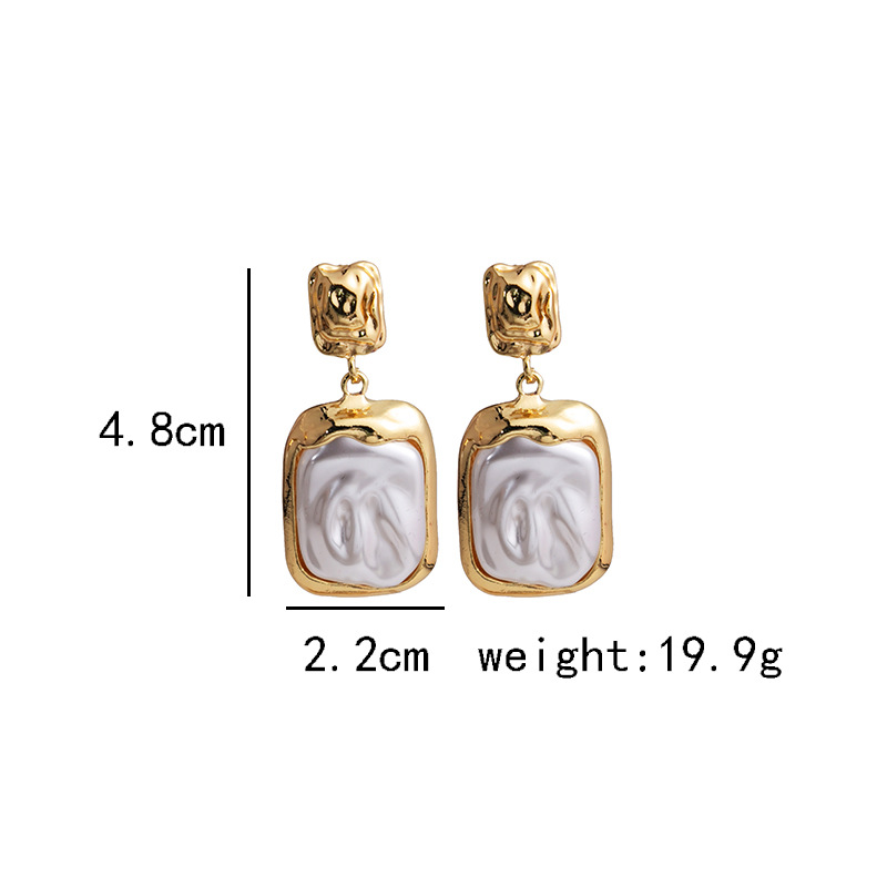 Elegant Square Alloy Plating Artificial Pearls Womenu0027S Drop Earrings 1 Pair