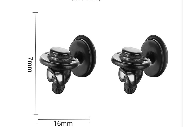 Fashion Skull Stainless Steel Plating Ear Studs 1 Pair