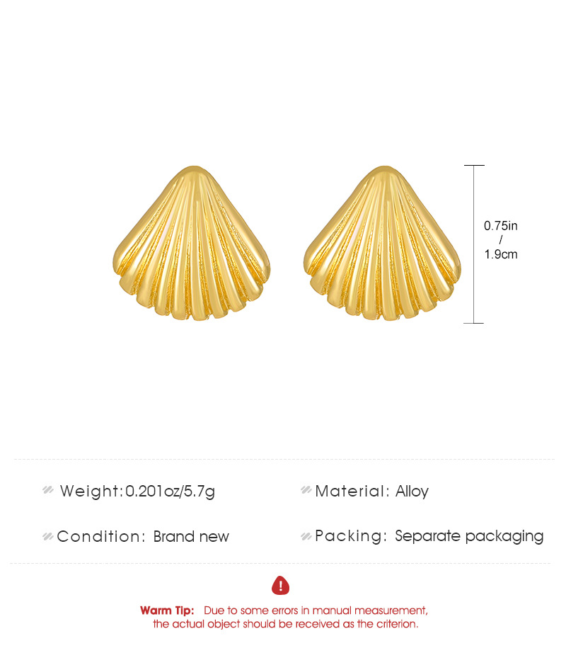 Simple Style Shell Alloy Plating Womenu0027S Ear Studs 1 Pair