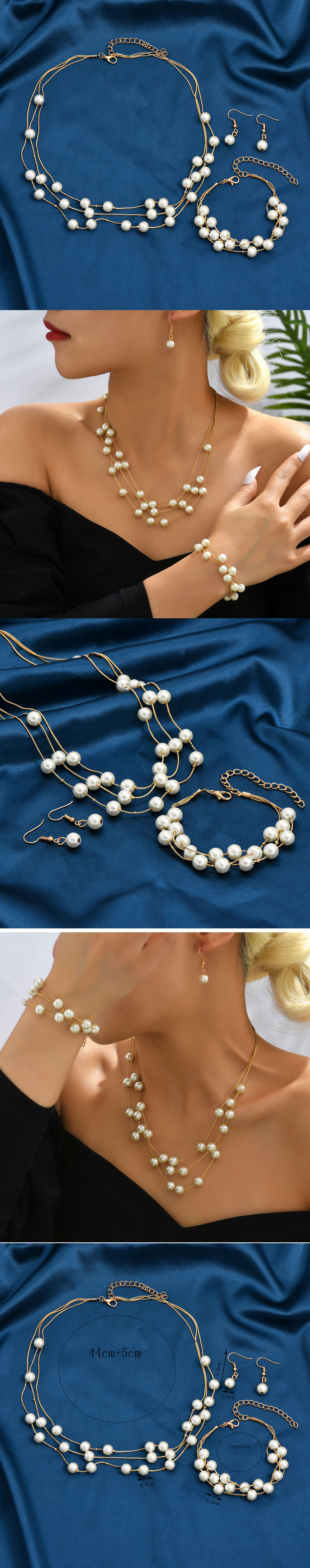 Elegant Geometric Alloy Plating Artificial Pearls Womenu0027S Bracelets Earrings Necklace 1 Set