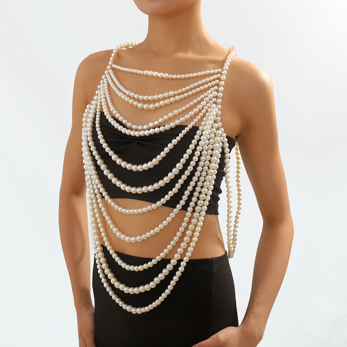 1 Piece Baroque Style Solid Color Imitation Pearl Beaded Braid Womenu0027S Body Chain