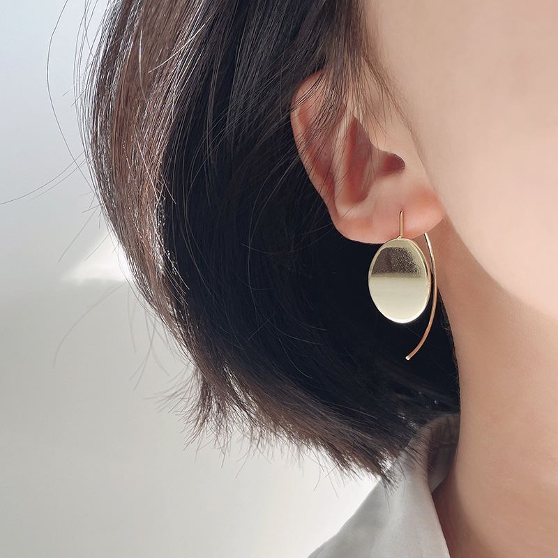 Simple Style Oval Solid Color Alloy Plating Womenu0027S Earrings 1 Pair