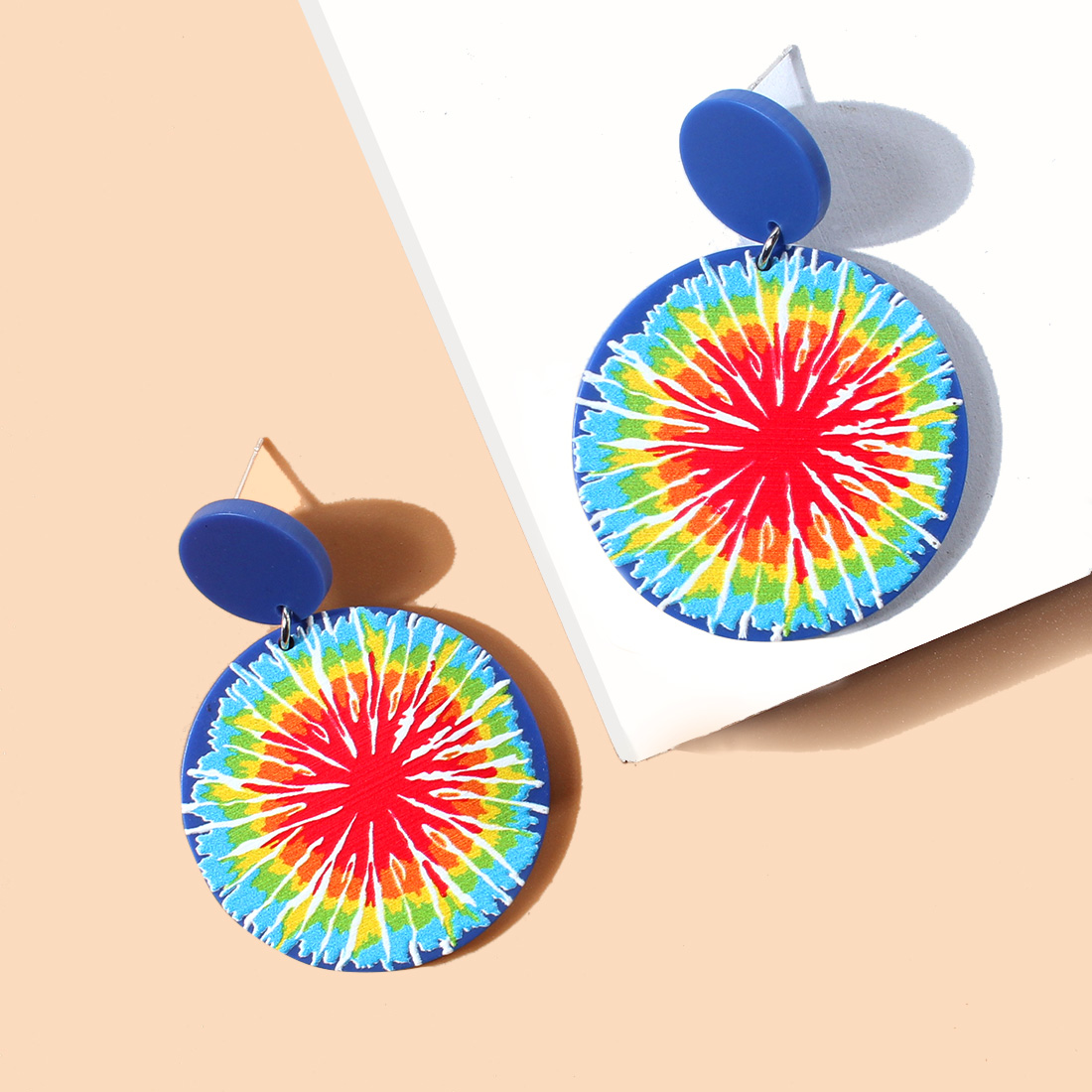 Vintage Style Round Color Block Arylic Plastic Asymmetrical Womenu0027S Drop Earrings 1 Pair