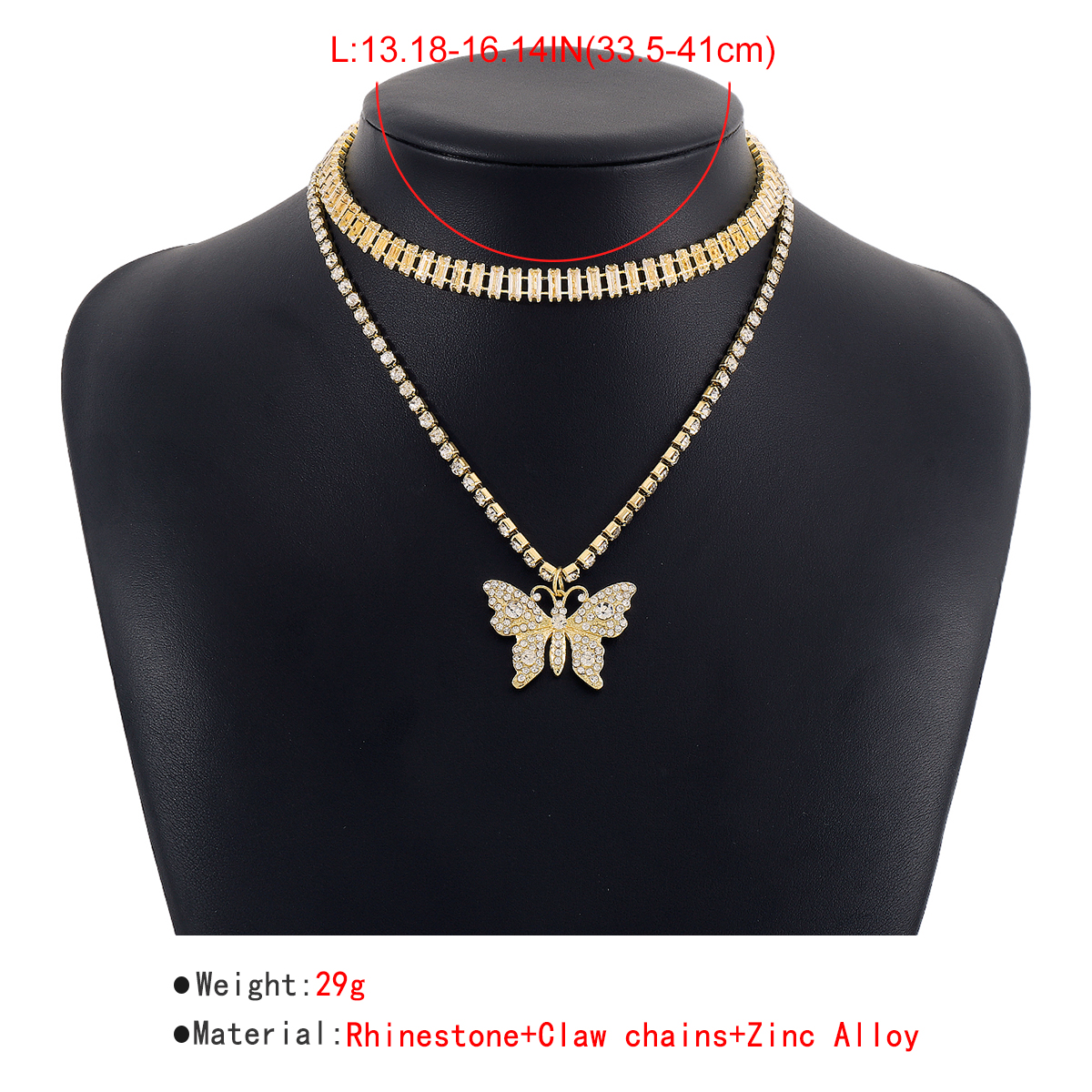 1 Piece Fashion Butterfly Alloy Inlay Artificial Rhinestones Womenu0027S Pendant Necklace